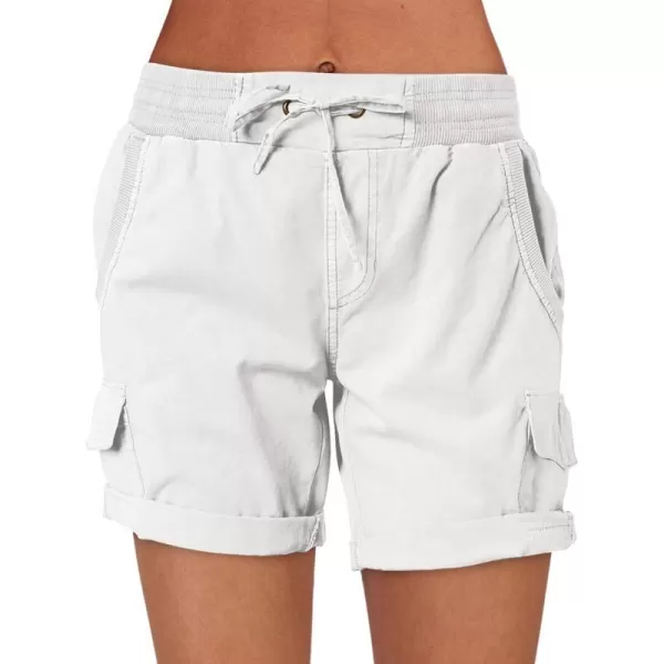 imageANRABESS Womens Casual Dressy High Waist Cotton Cargo Shorts 2024 Spring Fashion Hiking Outdoor Lounge Shorts 6 PocketsWhite