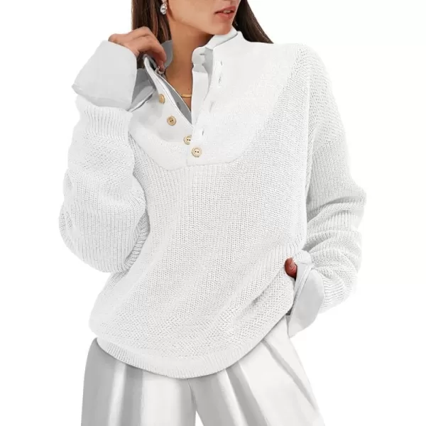 imageANRABESS Womens Casual Long Sleeve Buttons V Neck Oversized Knitted 2023 Fall Trendy Pullover SweatersWhite
