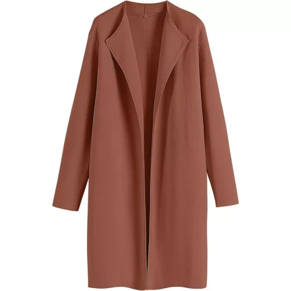imageANRABESS Womens Casual Long Sleeve Classy Draped Open Front Jackets Long Knitted Cardigan SweaterCoffee