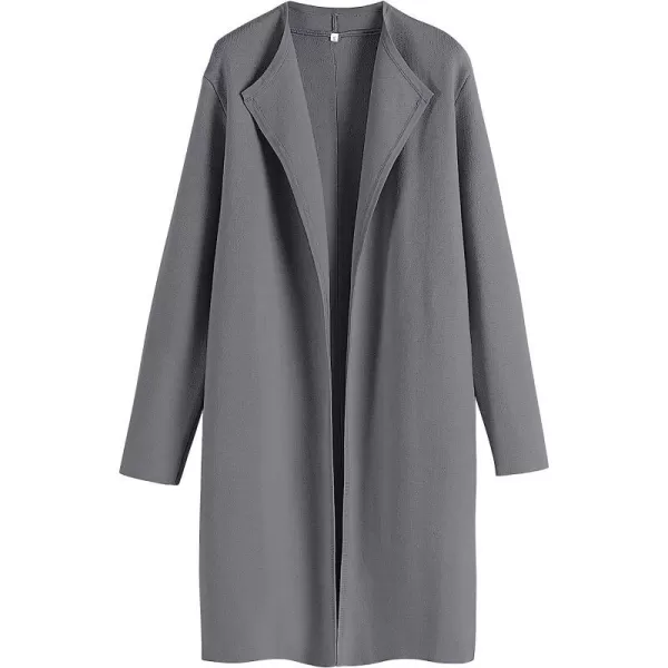 imageANRABESS Womens Casual Long Sleeve Classy Draped Open Front Jackets Long Knitted Cardigan SweaterDark Grey
