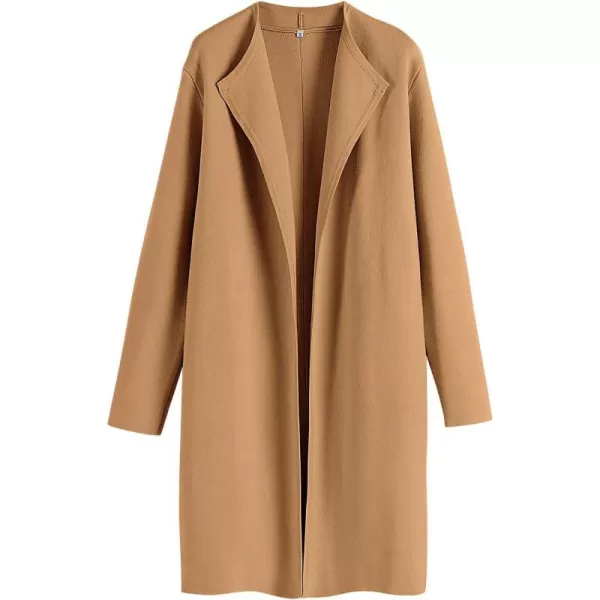 imageANRABESS Womens Casual Long Sleeve Classy Draped Open Front Jackets Long Knitted Cardigan SweaterLight Brown