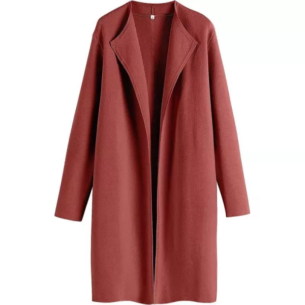 imageANRABESS Womens Casual Long Sleeve Classy Draped Open Front Jackets Long Knitted Cardigan SweaterRusty Red