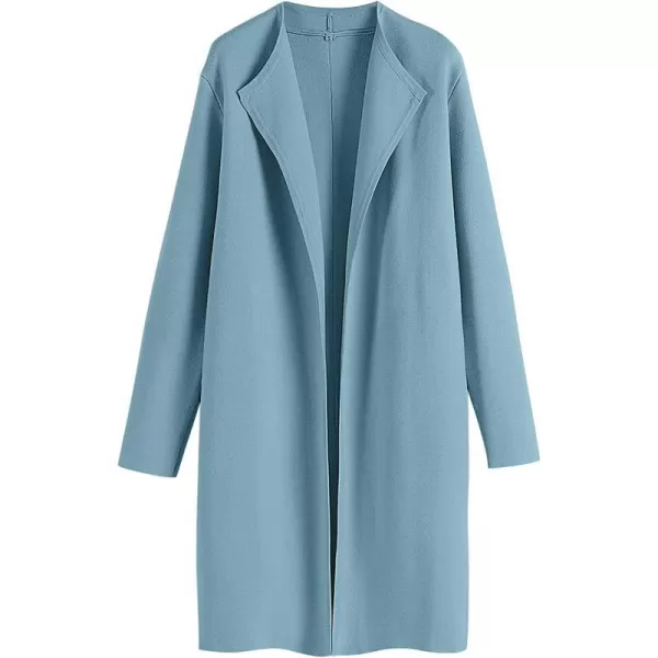 imageANRABESS Womens Casual Long Sleeve Classy Draped Open Front Jackets Long Knitted Cardigan SweaterSky Blue