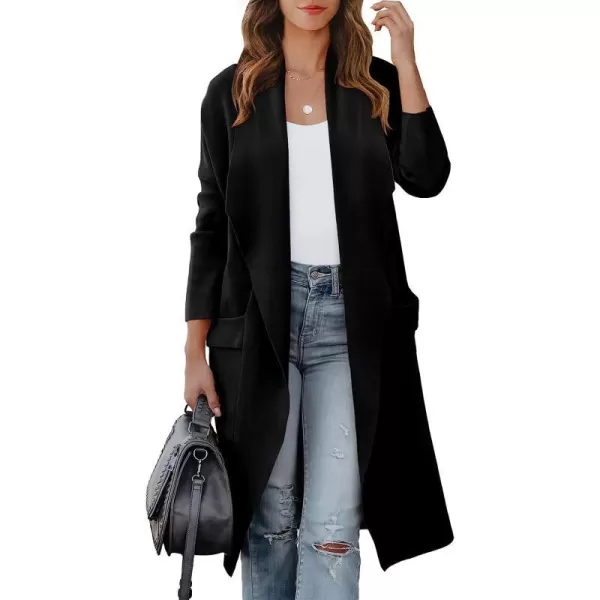 imageANRABESS Womens Casual Long Sleeve Draped Open Front Knit Pockets Long Cardigan Jackets SweaterBlack