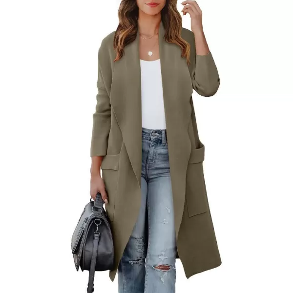 imageANRABESS Womens Casual Long Sleeve Draped Open Front Knit Pockets Long Cardigan Jackets SweaterBrown