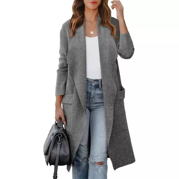 imageANRABESS Womens Casual Long Sleeve Draped Open Front Knit Pockets Long Cardigan Jackets SweaterGray