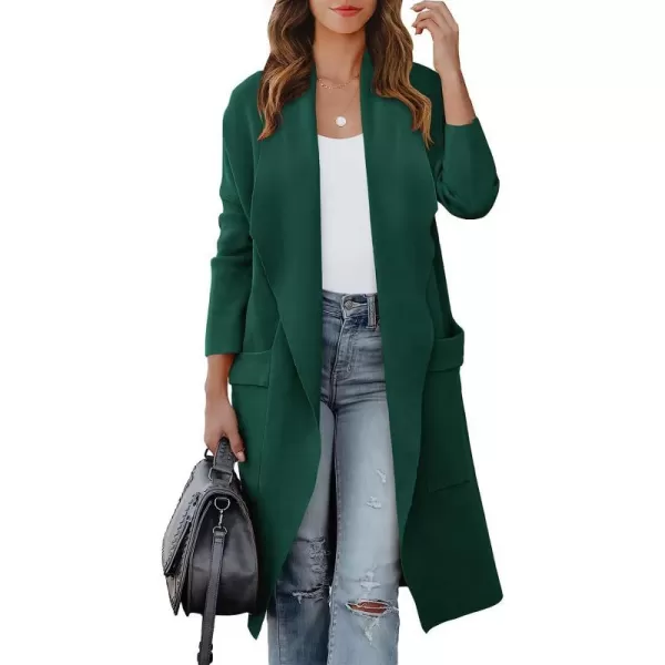 imageANRABESS Womens Casual Long Sleeve Draped Open Front Knit Pockets Long Cardigan Jackets SweaterOpal Green