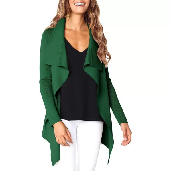 imageANRABESS Womens Casual Long Sleeve Open Front Jackets Knitted Cardigan Sweater with BeltDark Green