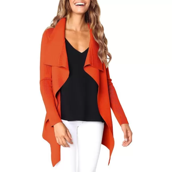 imageANRABESS Womens Casual Long Sleeve Open Front Jackets Knitted Cardigan Sweater with BeltOrange Red