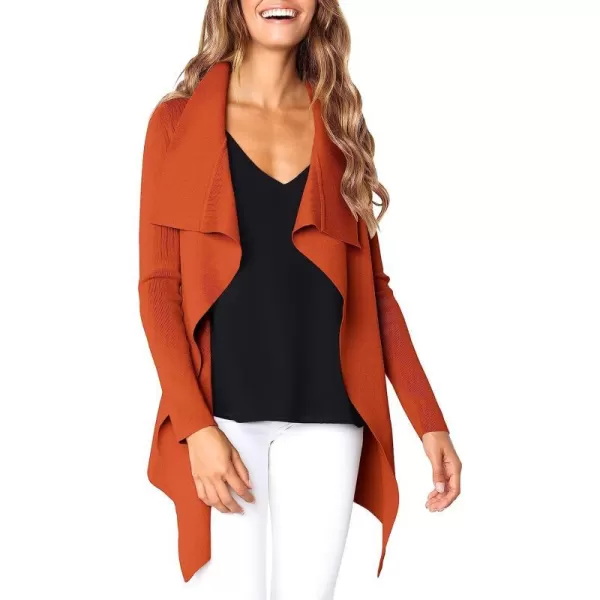 imageANRABESS Womens Casual Long Sleeve Open Front Jackets Knitted Cardigan Sweater with BeltRust Red