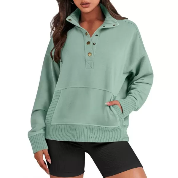 imageANRABESS Womens Casual Long Sleeve Sweatshirt Button Up V Neck Loose Henley Pullover Tops with PocketsPea Green