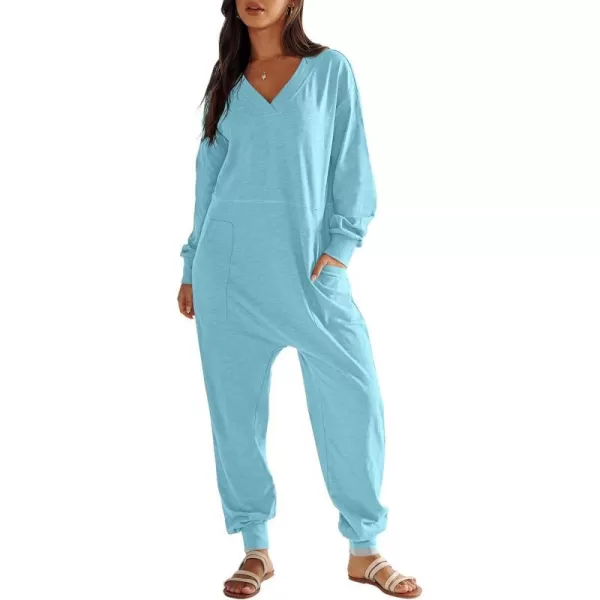 imageANRABESS Womens Casual Loose Jumpsuits Long Sleeve V Neck Oversized Rompers Baggy Overalls Lounge Pajamas Onesie JumperLake