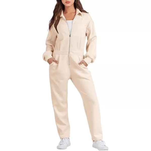 imageANRABESS Womens Casual Loose Long Sleeve Fall Jumpsuits Zipup Long Pants One Piece Outfit Romper with PocketsApricot