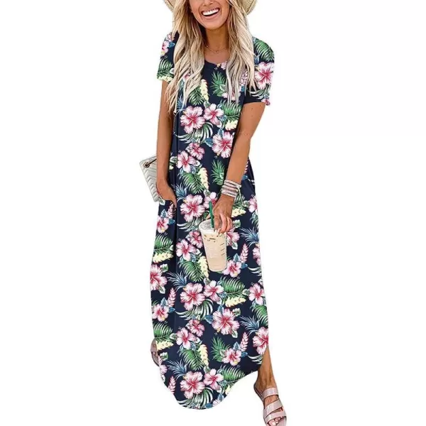 imageANRABESS Womens Casual Loose Short Sleeve Long Dress Split Maxi Summer Beach Dress with PocketsFloral 01