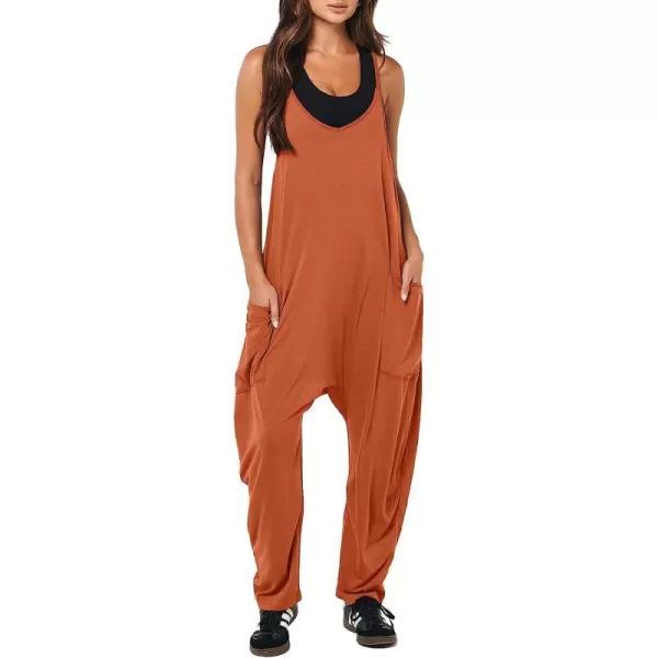 imageANRABESS Womens Casual Loose Sleeveless Jumpsuits Adjustbale Spaghetti Strap V Neck Harem Long Pants Overalls with PocketsOrange
