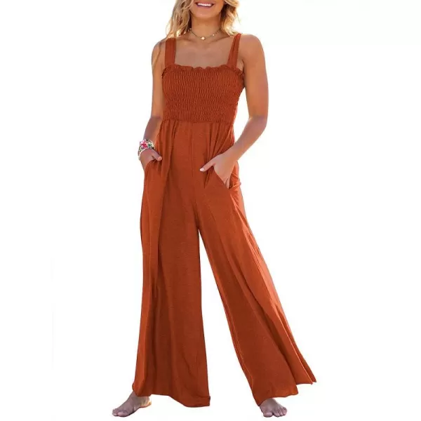 imageANRABESS Womens Casual Loose Sleeveless Tank Jumpsuits Square Collar Smocked Wide Leg Jumpsuit Rompers with Pockets08orange