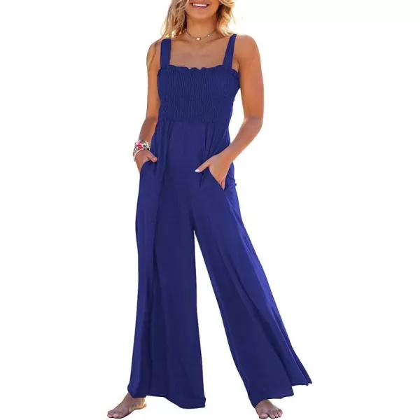 imageANRABESS Womens Casual Loose Sleeveless Tank Jumpsuits Square Collar Smocked Wide Leg Jumpsuit Rompers with Pockets13royal Blue