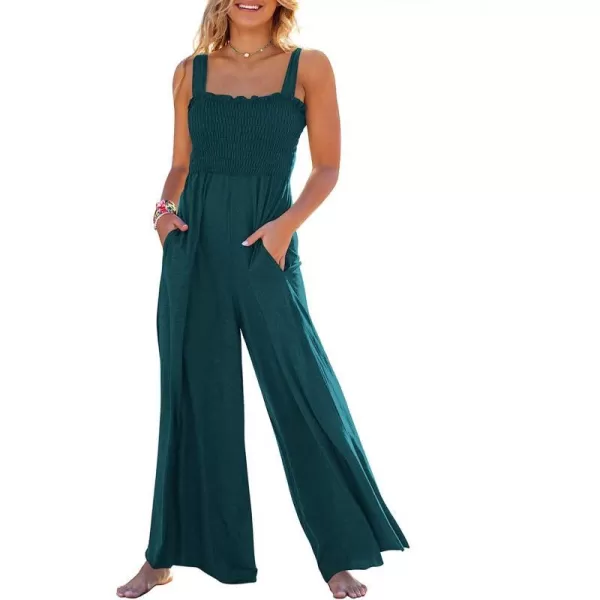 imageANRABESS Womens Casual Loose Sleeveless Tank Jumpsuits Square Collar Smocked Wide Leg Jumpsuit Rompers with Pockets16teal Blue