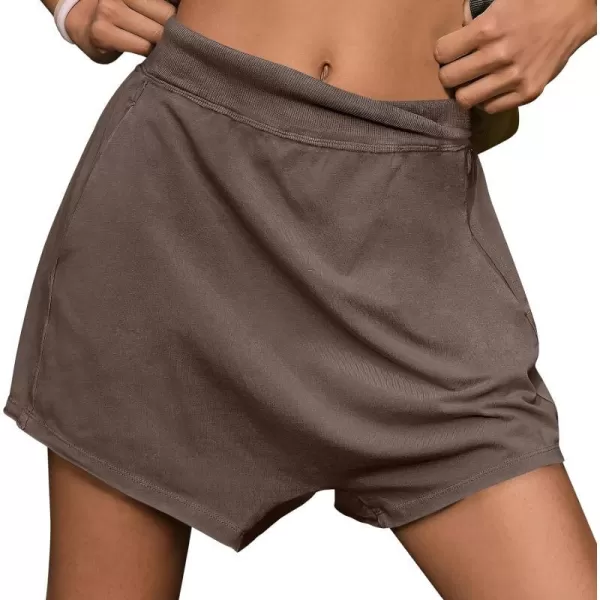 imageANRABESS Womens Casual Loose Summer High Waisted Shorts Gym Yoga Harem Comfy Short with Pockets Fashion Clothes 2024Coffee