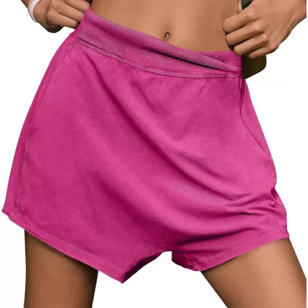 imageANRABESS Womens Casual Loose Summer High Waisted Shorts Gym Yoga Harem Comfy Short with Pockets Fashion Clothes 2024Hot Pink
