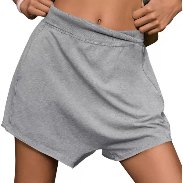 imageANRABESS Womens Casual Loose Summer High Waisted Shorts Gym Yoga Harem Comfy Short with Pockets Fashion Clothes 2024Light Grey