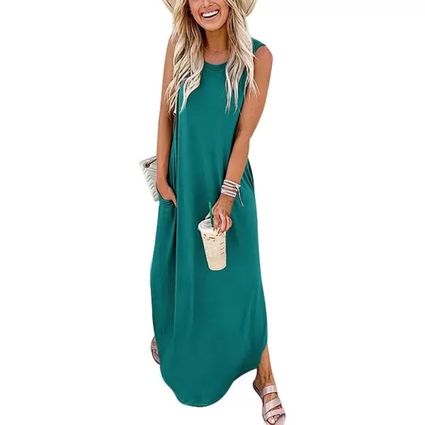 imageANRABESS Womens Casual Loose Sundress Long Dress Sleeveless Split Maxi Dresses Summer Beach Dress with Pockets01 Teal Blue