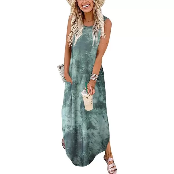 imageANRABESS Womens Casual Loose Sundress Long Dress Sleeveless Split Maxi Dresses Summer Beach Dress with Pockets01 Tie Dye Tea Green
