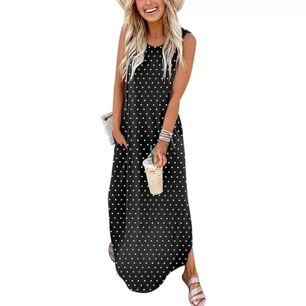 imageANRABESS Womens Casual Loose Sundress Long Dress Sleeveless Split Maxi Dresses Summer Beach Dress with Pockets02 Dot Black
