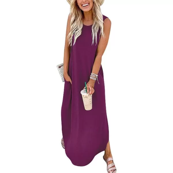 imageANRABESS Womens Casual Loose Sundress Long Dress Sleeveless Split Maxi Dresses Summer Beach Dress with Pockets02 Fuchsia