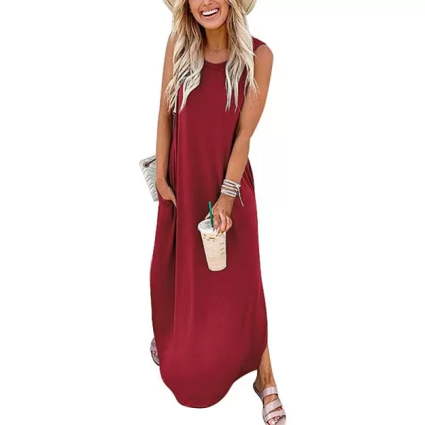 imageANRABESS Womens Casual Loose Sundress Long Dress Sleeveless Split Maxi Dresses Summer Beach Dress with Pockets02 Winered