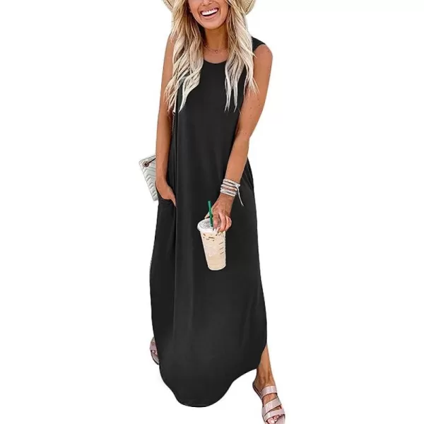 imageANRABESS Womens Casual Loose Sundress Long Dress Sleeveless Split Maxi Dresses Summer Beach Dress with PocketsBlack
