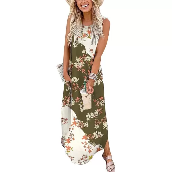 imageANRABESS Womens Casual Loose Sundress Long Dress Sleeveless Split Maxi Dresses Summer Beach Dress with PocketsBrownbeige