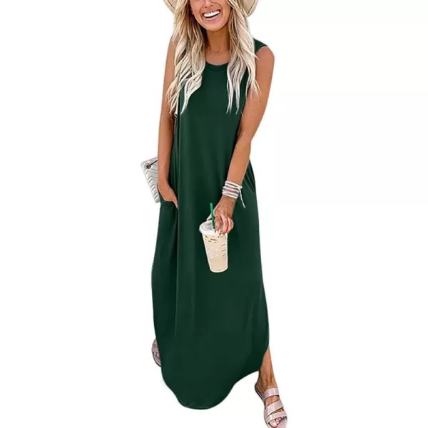 imageANRABESS Womens Casual Loose Sundress Long Dress Sleeveless Split Maxi Dresses Summer Beach Dress with PocketsEmarald Green
