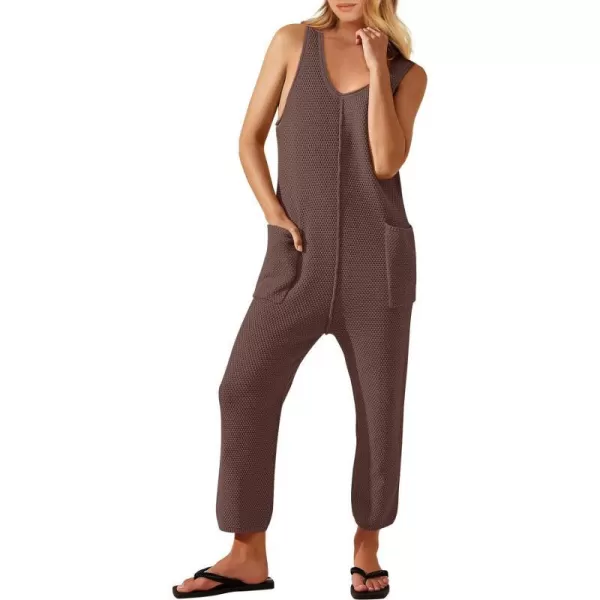 imageANRABESS Womens Casual Sleeveless Knit Sweater Jumpsuits Rompers Summer One Piece Lounge OutfitsCoffee