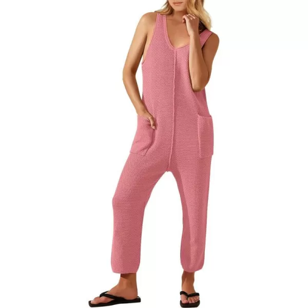imageANRABESS Womens Casual Sleeveless Knit Sweater Jumpsuits Rompers Summer One Piece Lounge OutfitsPink