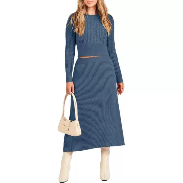 imageANRABESS Womens Casual Two Piece Outfits Dress Long Sleeve Cable Sweater Top and Ribbed ALine Maxi Skirt SetsANRABESS Womens Casual Two Piece Outfits Dress Long Sleeve Cable Sweater Top and Ribbed ALine Maxi Skirt Sets