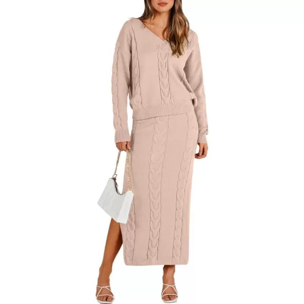 imageANRABESS Womens Casual Two Piece Outfits Long Sleeve Cable Knit Top and Bodycon Maxi Skirt Pullover Sweater SetsANRABESS Womens Casual Two Piece Outfits Long Sleeve Cable Knit Top and Bodycon Maxi Skirt Pullover Sweater Sets