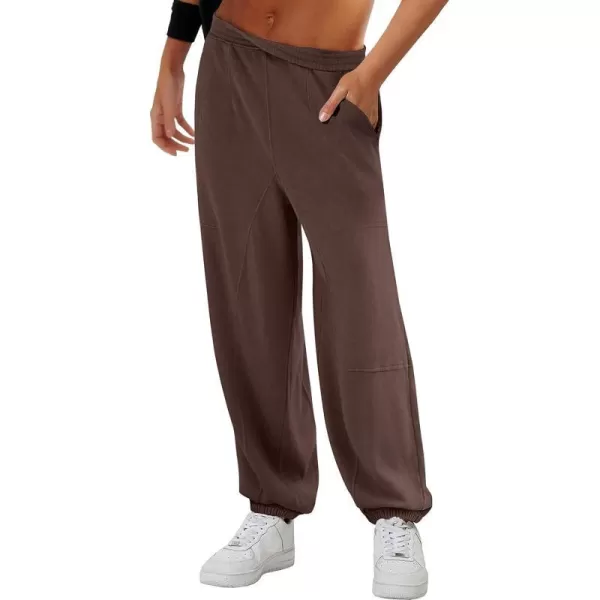 imageANRABESS Womens Cinch Bottom Sweatpants High Waisted Athletic Joggers Sweat PantsBrown