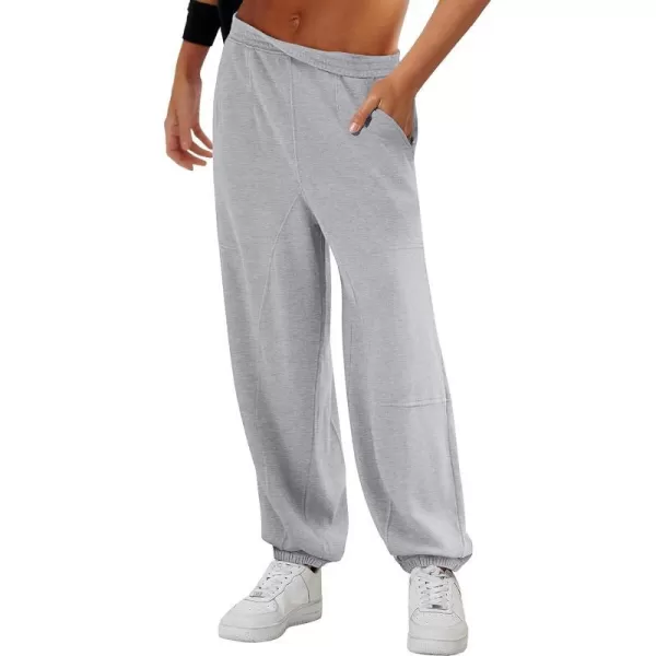 imageANRABESS Womens Cinch Bottom Sweatpants High Waisted Athletic Joggers Sweat PantsGray