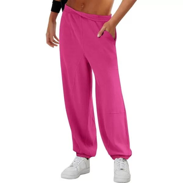 imageANRABESS Womens Cinch Bottom Sweatpants High Waisted Athletic Joggers Sweat PantsHot Pink