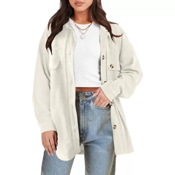 imageANRABESS Womens Corduroy Shacket Oversized Long Sleeve Button Down Shirts 2023 Trendy Cardigan Jacket CoatsLight Apricot