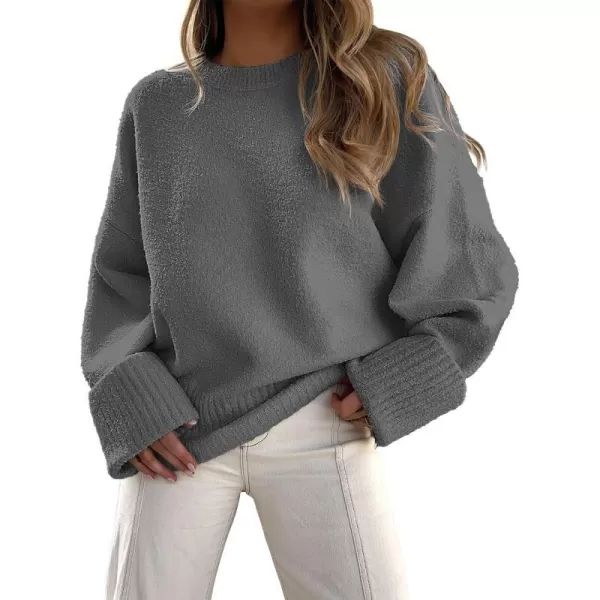 imageANRABESS Womens Crewneck Long Sleeve Oversized Fuzzy Knit Chunky Warm Pullover Sweater TopDark Gray