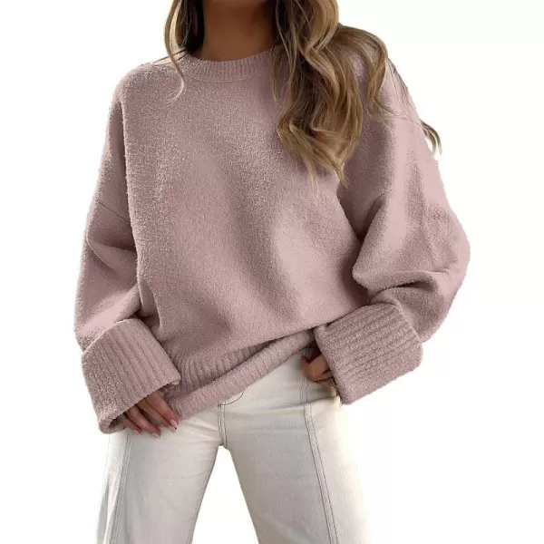 imageANRABESS Womens Crewneck Long Sleeve Oversized Fuzzy Knit Chunky Warm Pullover Sweater TopGray Purple