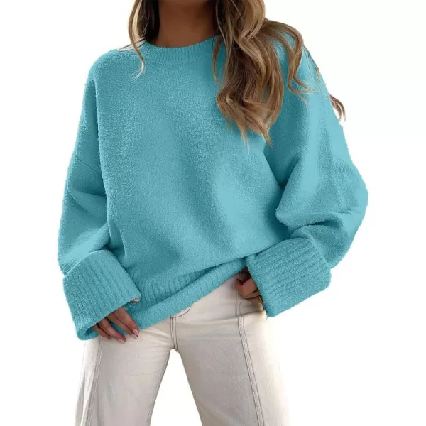 imageANRABESS Womens Crewneck Long Sleeve Oversized Fuzzy Knit Chunky Warm Pullover Sweater TopLake