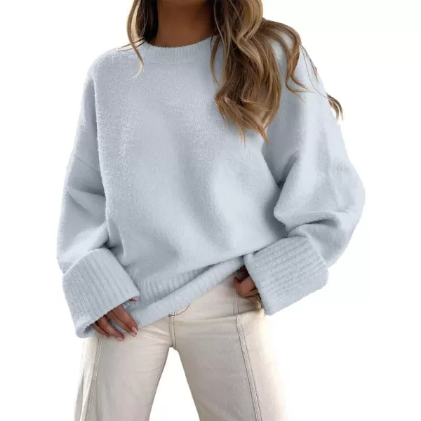 imageANRABESS Womens Crewneck Long Sleeve Oversized Fuzzy Knit Chunky Warm Pullover Sweater TopLight Blue