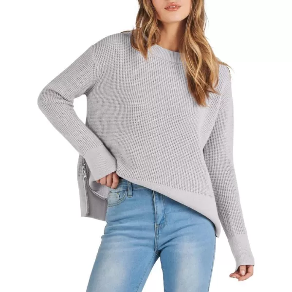 imageANRABESS Womens Cropped Waffle Knit Sweater 2023 Fall Crewneck Long Sleeve Casual Side Zipper Pullover Jumper with ThumbholesGray