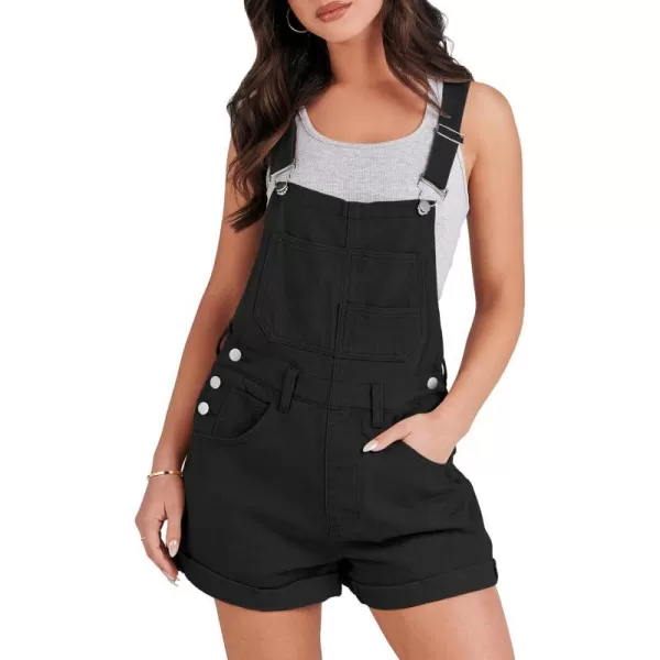 imageANRABESS Womens Denim Shortalls Loose Fit Sleeveless Adjustable Straps Shorts Bib Overalls Jean ShortsBlack