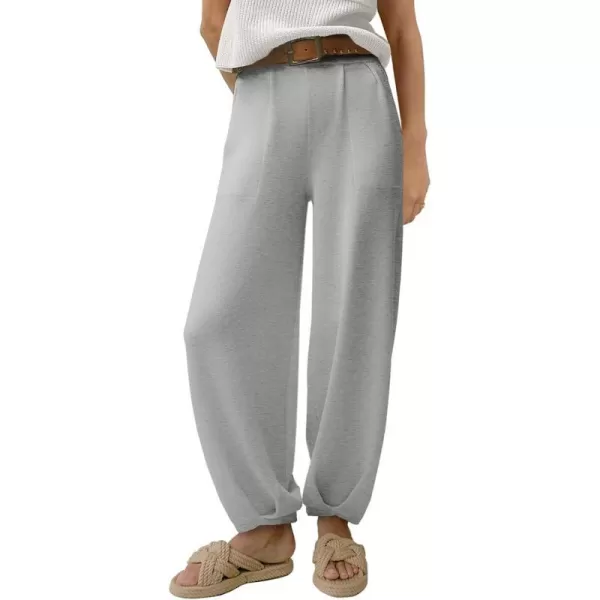 imageANRABESS Womens Elastic Waist Soft Knit Solid Wide Leg Sweatpants Sweater Pants Trousers with PocketsDeep Grey
