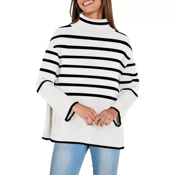 imageANRABESS Womens Fashion 2023 Oversized Turtleneck Striped Trendy Sweaters Ribbed Knit Pullover Sweater TopBlackwhite