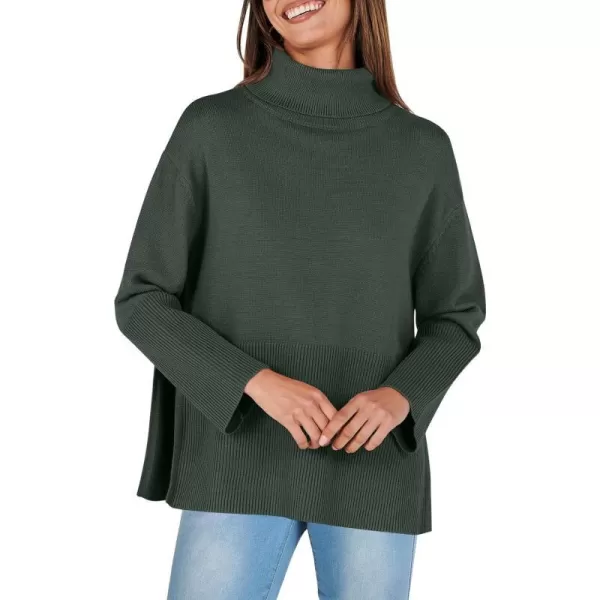 imageANRABESS Womens Fashion 2023 Oversized Turtleneck Striped Trendy Sweaters Ribbed Knit Pullover Sweater TopDeep Green